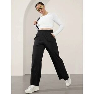 ATHLETA Women Trekkie High Rise Black Parachute Pant NEW - Size 16 Black #533487